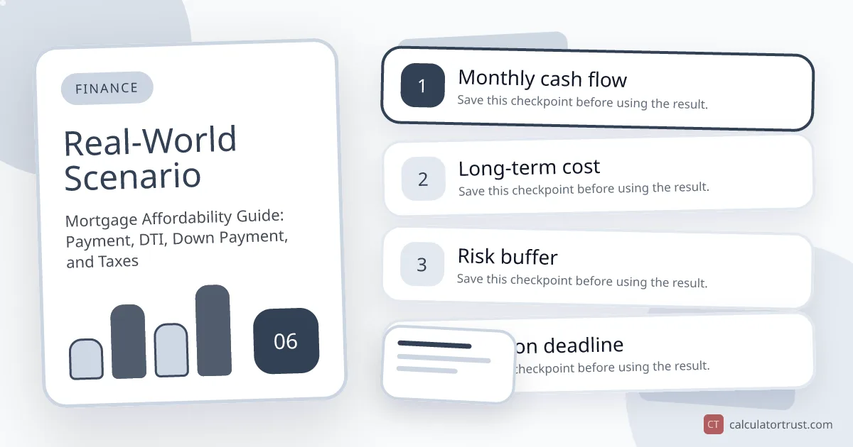 Mortgage Affordability Guide: Payment, DTI, Down Payment, and Taxes real-world scenario illustration