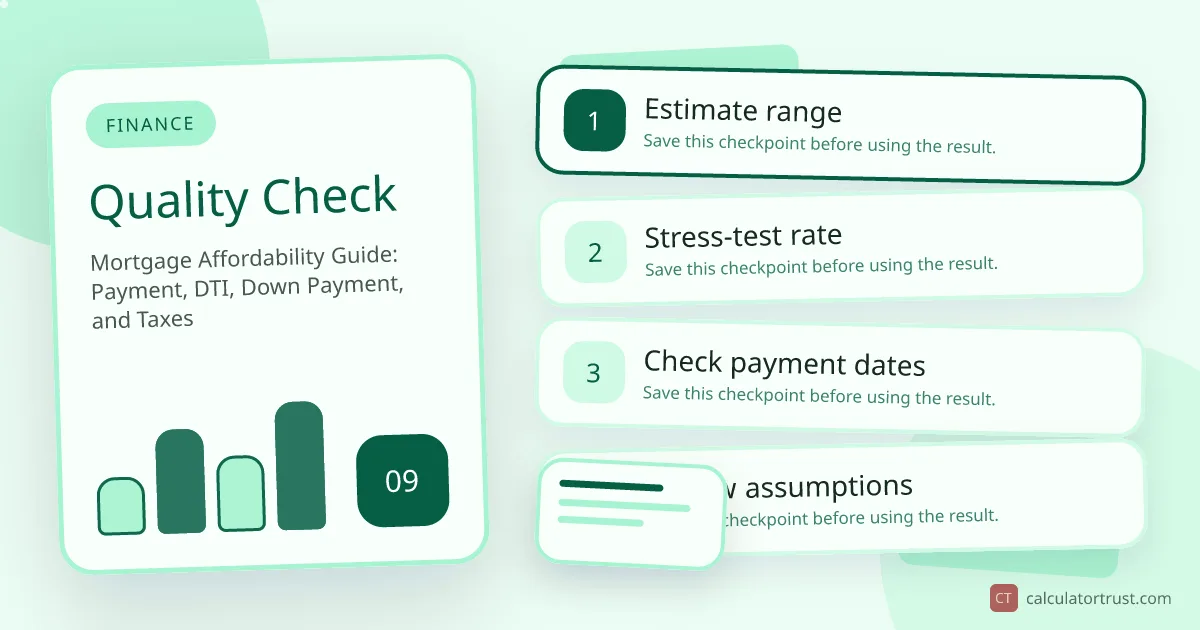 Mortgage Affordability Guide: Payment, DTI, Down Payment, and Taxes quality check illustration